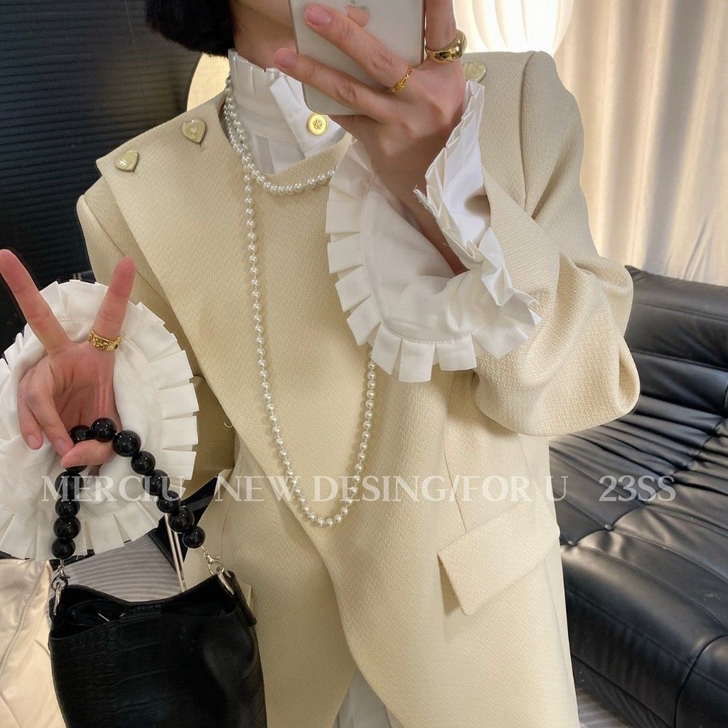 Áo Sơ Mi Phối Bèo Phong Cách hong kong Thời Trang Cho Nữ