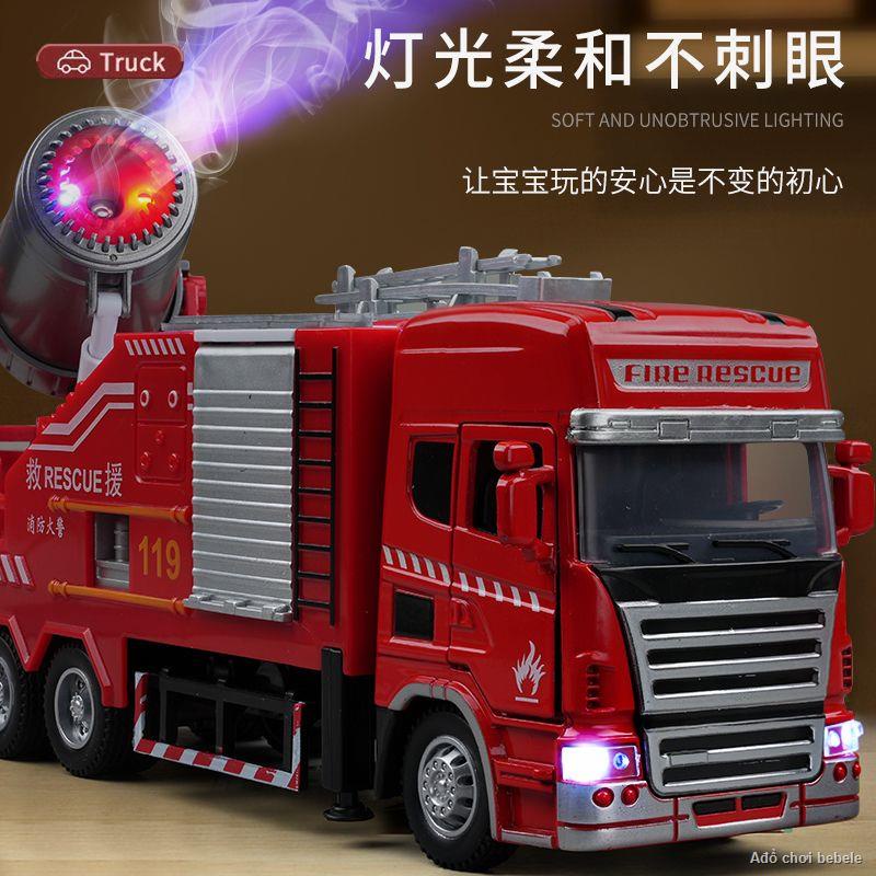 Order💯Xe phun mô phỏng thang hợp kim xe cứu hỏa đồ chơi cậu bé sương mù pháo kỹ thuật mô hình xe phun nước