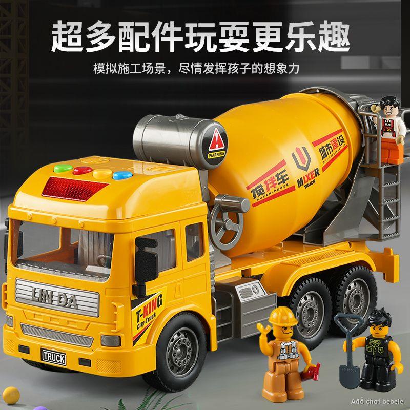 Order💯Xe trộn xi măng đồ chơi cậu bé kỹ thuật mô hình cần cẩu máy xúc bê tông ô tô đồ chơi trẻ em