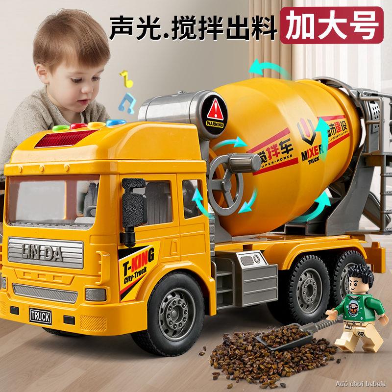 Order💯Xe trộn xi măng đồ chơi cậu bé kỹ thuật mô hình cần cẩu máy xúc bê tông ô tô đồ chơi trẻ em