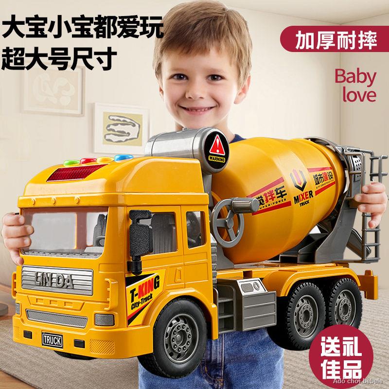 Order💯Xe trộn xi măng đồ chơi cậu bé kỹ thuật mô hình cần cẩu máy xúc bê tông ô tô đồ chơi trẻ em