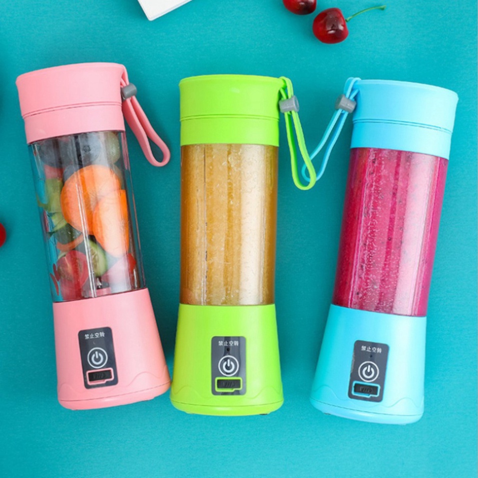 Máy Xay Sinh Tố Sạc Điện Cầm Tay 4 Lưỡi - Máy Xay Hoa Quả Mini Đa Năng