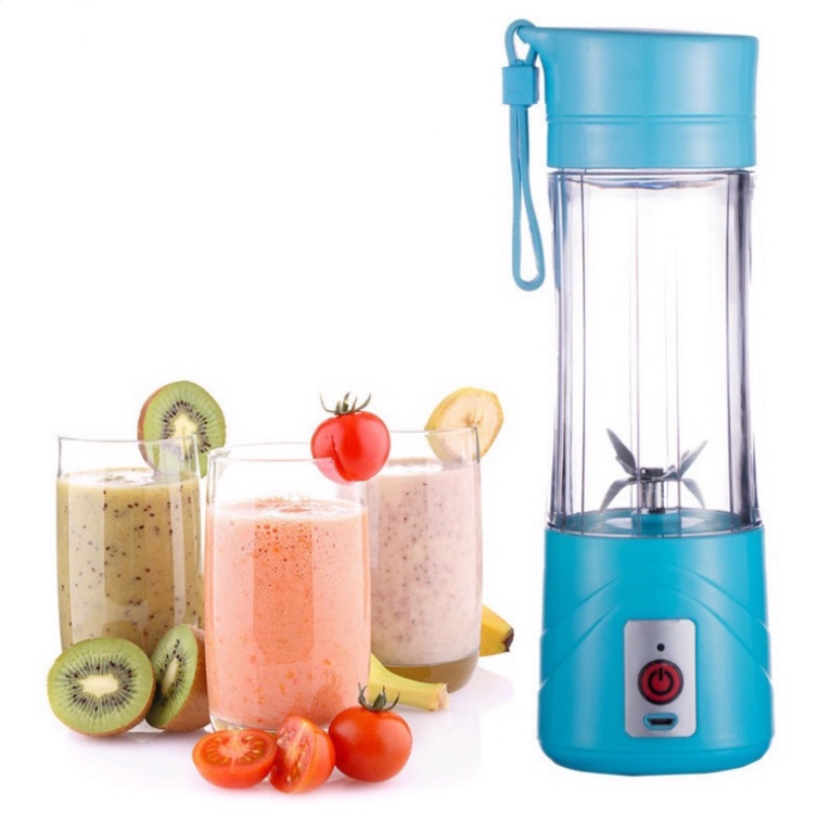 Máy Xay Sinh Tố Sạc Điện Cầm Tay 4 Lưỡi - Máy Xay Hoa Quả Mini Đa Năng