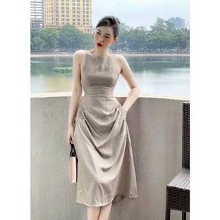 Đầm sát nách túi hông dúm thân