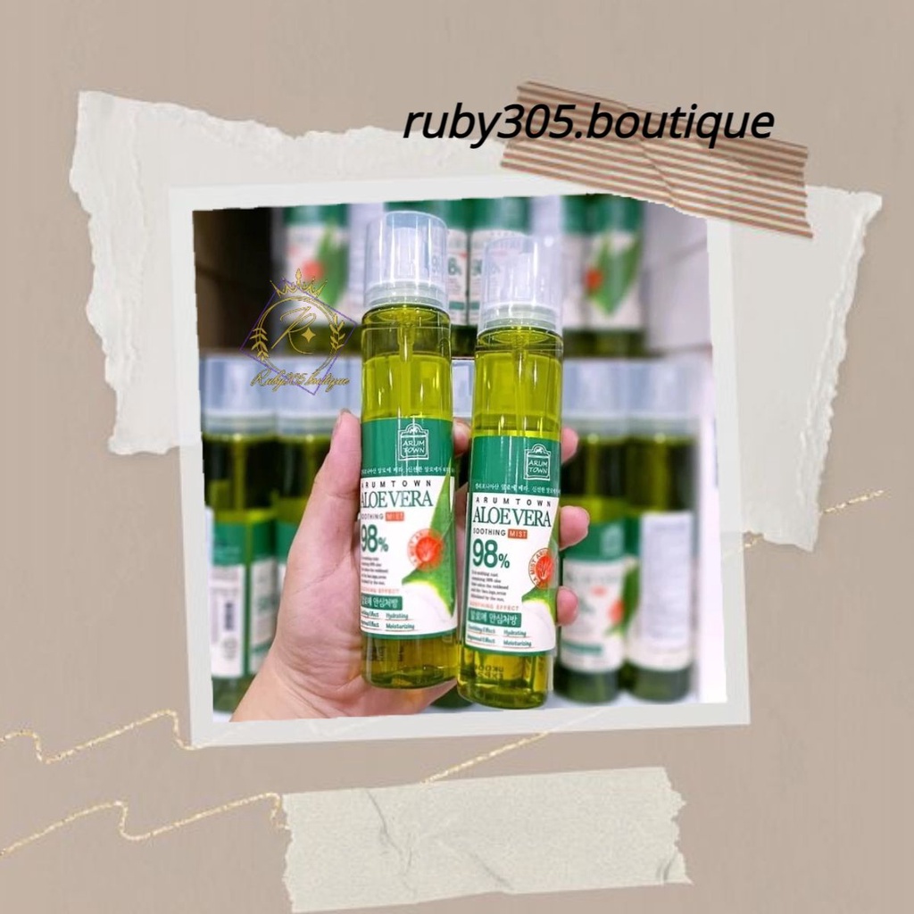 Xịt Khoáng Lô Hội Arum Town Aloe Vera Soothing Mist 98% 150ml (free ship)