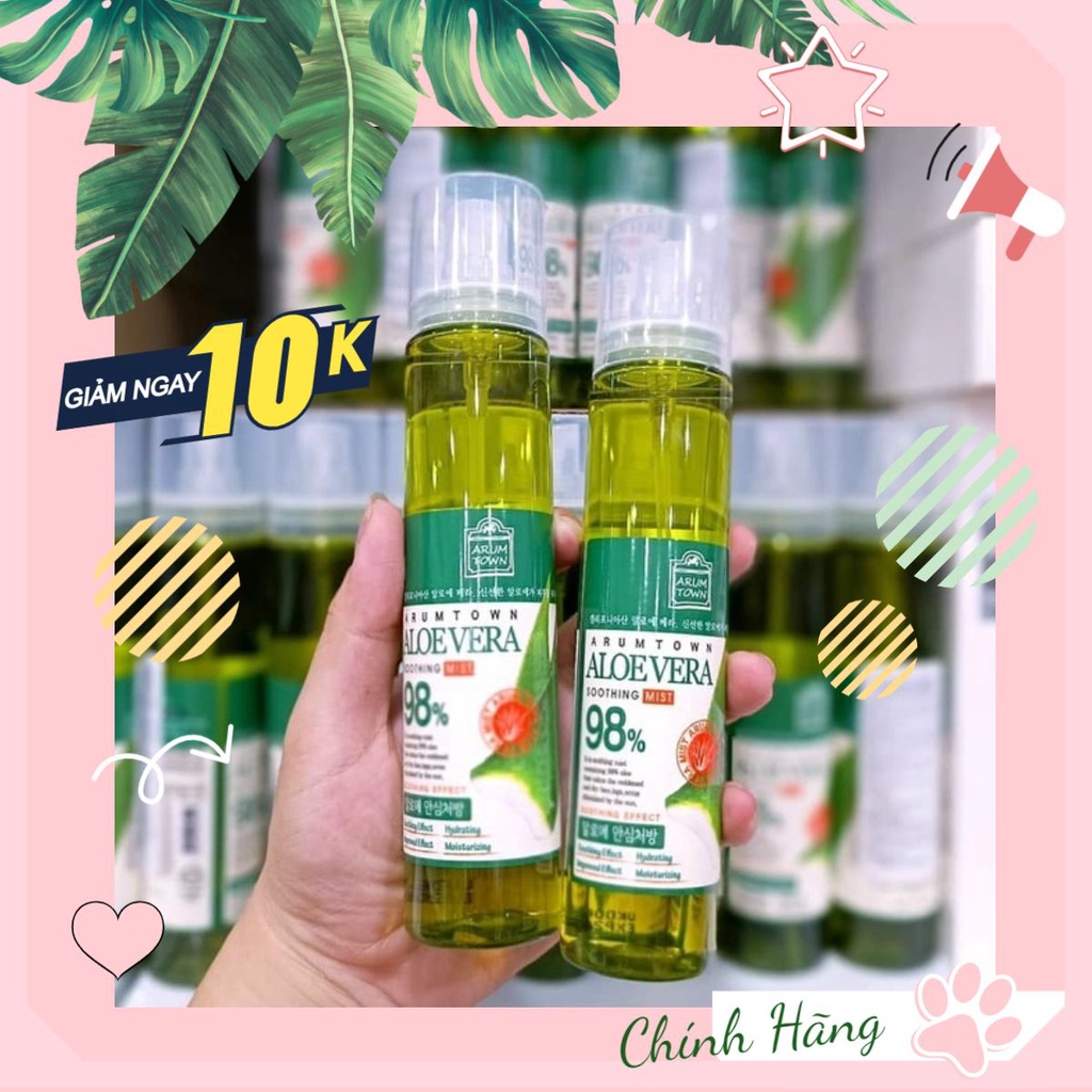 Xịt Khoáng Lô Hội Arum Town Aloe Vera Soothing Mist 98% 150ml ( mới về ) | BigBuy360 - bigbuy360.vn