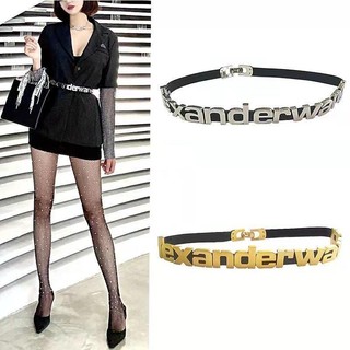 Alexander wang alexander thắt lưng in chữ kim loại thời trang