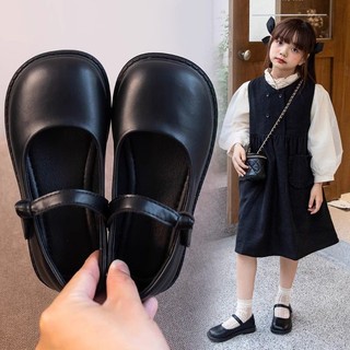 Xinxin ~ Giày Da Công Chúa Đế Mềm Màu Đen Phong Cách Mới Mùa Xuân Thu 2023 Cho Bé Gái
