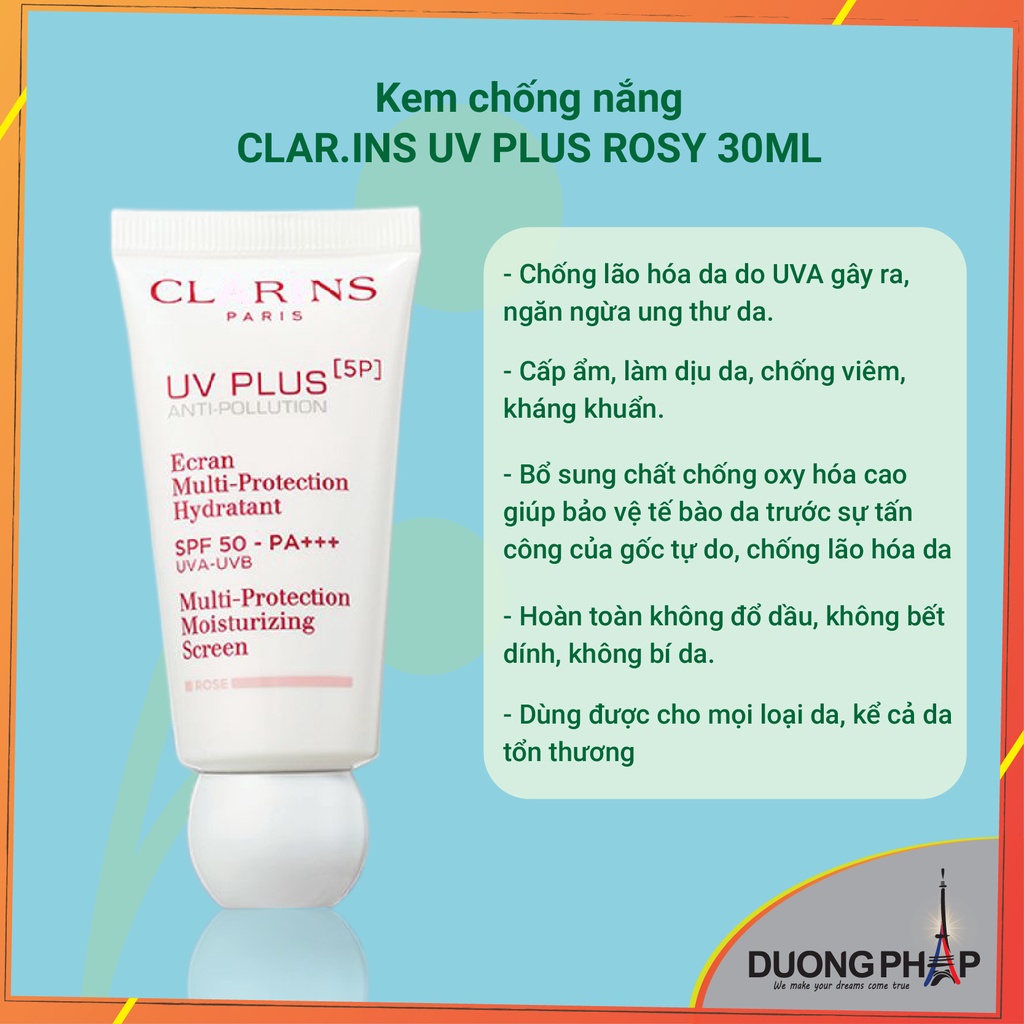 Kem chống nắng Cla..rinss Rosy 30ml
