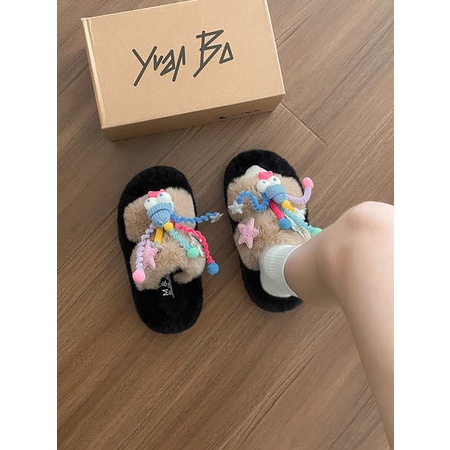 Dép Lông Đế Dày Hình Chú Hề Dễ Thương Thời Trang Thu Đông Cho Nữ