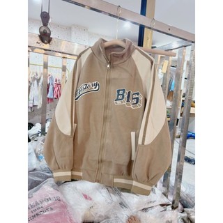 áo bomber unisex màu kem