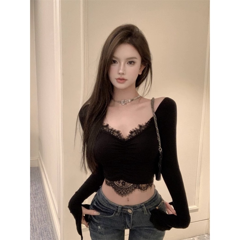 Jiashucheng Áo Thun Tay Dài Dáng Ôm Phong Cách Thời Trang Xuân Thu Mới Cho Nữ