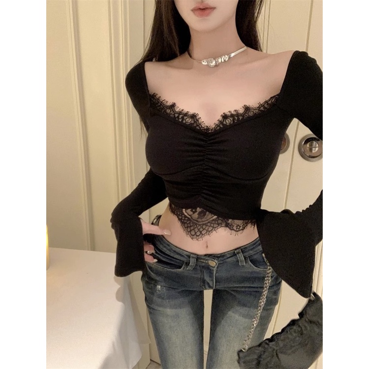 Jiashucheng Áo Thun Tay Dài Dáng Ôm Phong Cách Thời Trang Xuân Thu Mới Cho Nữ