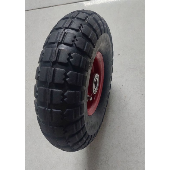 Bánh xe cao su đặc 250mm  có vòng bi gắn trục 17mm