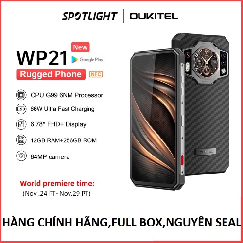 Điện thoại siêu bền Oukitel WP21 Trang bị 2 màn hình, pin khủng 9800mAh BI9