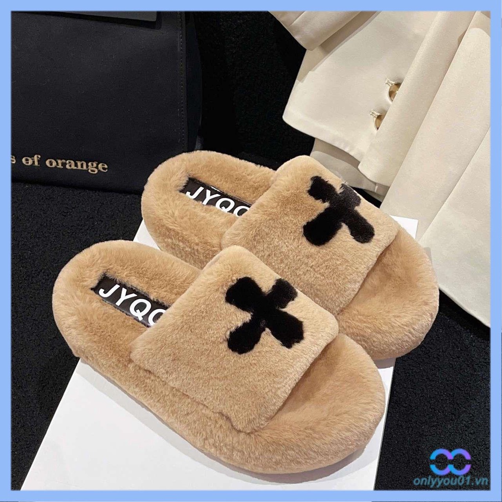 Dép lông mùa đông Dép Lông Đế Dày Thời Trang 2023 Dành Cho Nữ