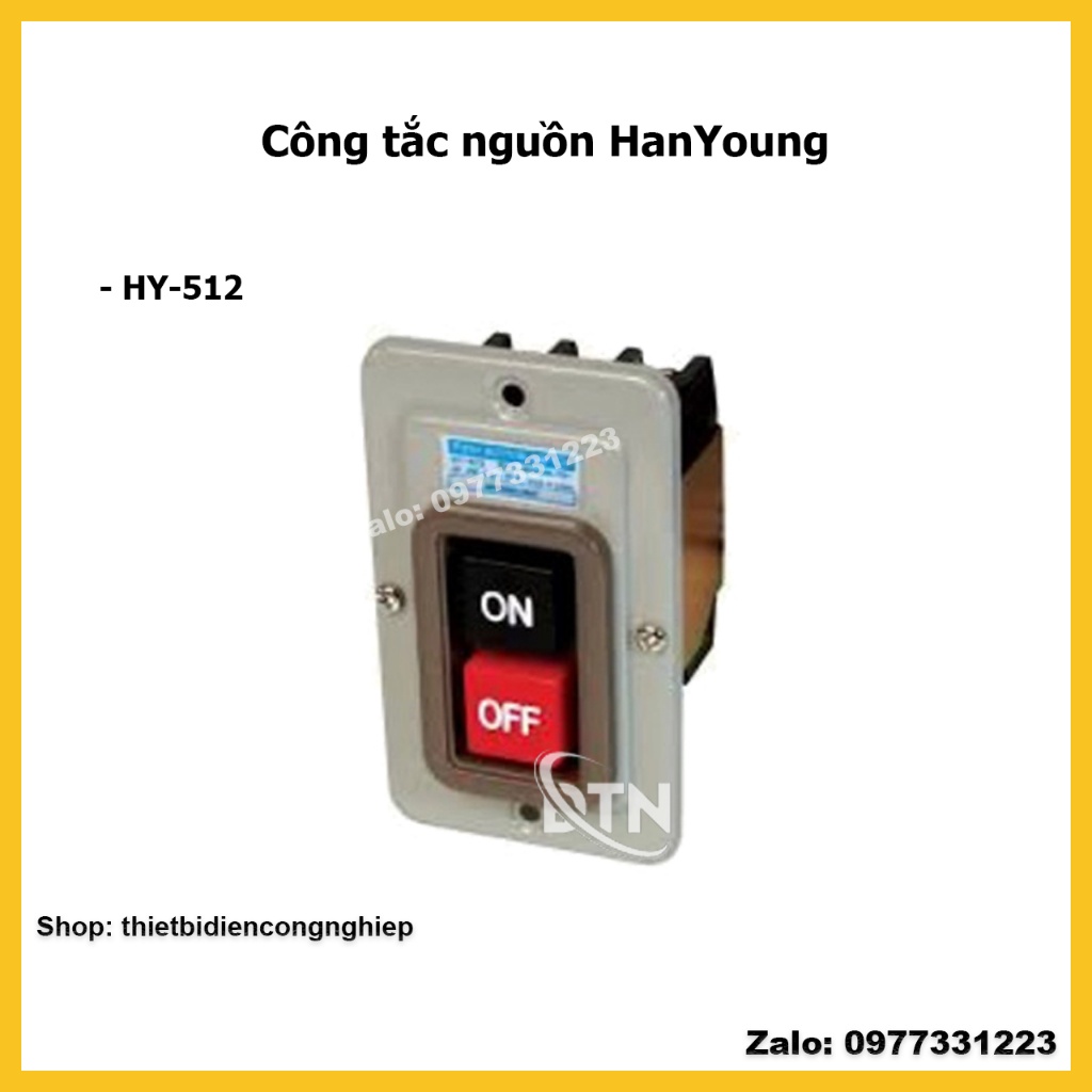 HanYoung Công tắc nguồn đóng cắt trực HY-512 nút nhấn on-off hanyoung