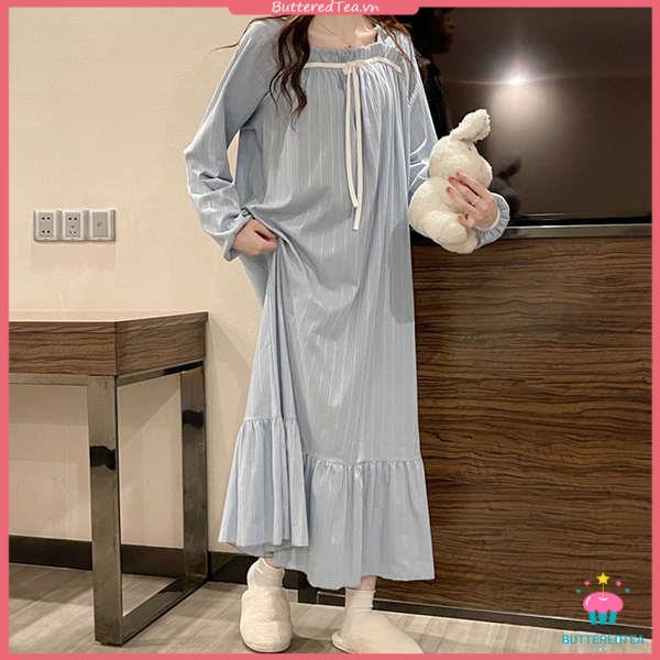 Đầm Ngủ cotton Dài Tay Xinh Xắn Theo Phong Cách 2023 Dành Cho Nữ