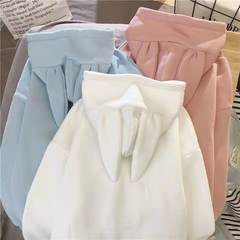 Áo Hoodie Tai Thỏ Phong Cách Hàn Quốc Thời Trang Thu Đông Mới Cho Nữ