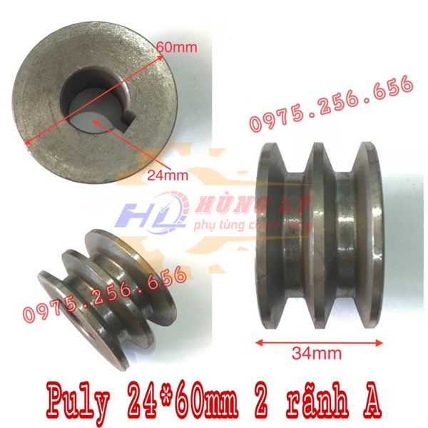 Puly 24*60mm 2 Rãnh A puly các loại phụ tùng máy nông nghiệp phụ tùng Hùng Lỳ