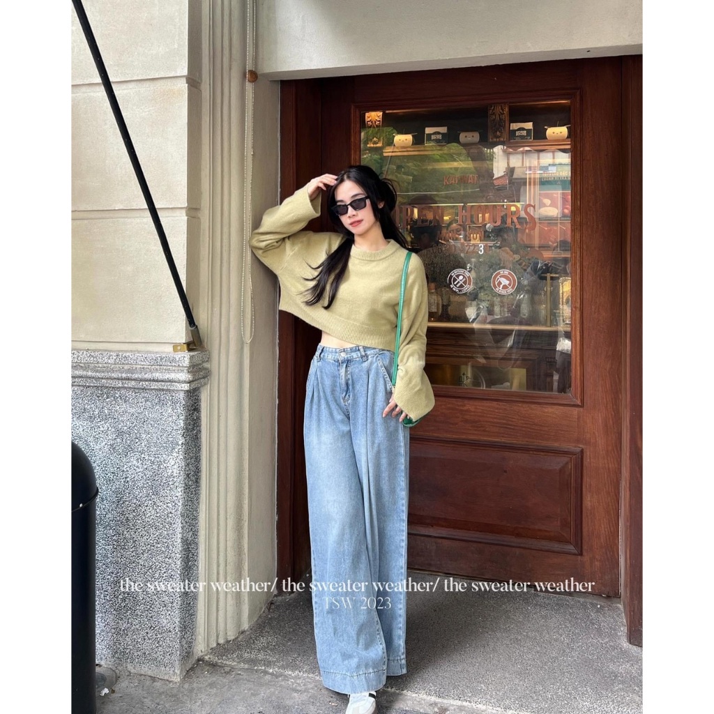 ÁO len trơn cổ tròn croptop - LADDYSTORE - Aolencroptoptron786_P13k16