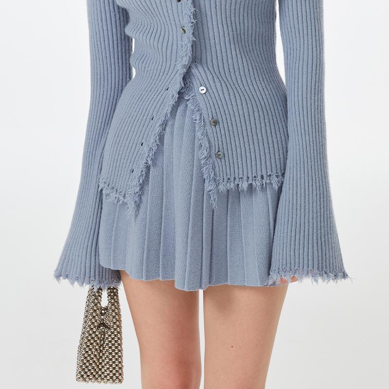 Bạc Hà Không Mát Mẻ Thần Tài pit Áo Len cardigan Dệt Kim Tua Rua Mùa Thu Ngọt Ngào