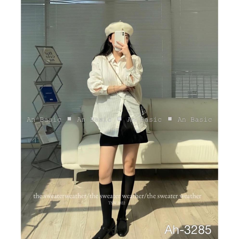 ÁOsơ mi trắng tay dài kẻ sọc - LADDYSTORE - SMkesoc1226