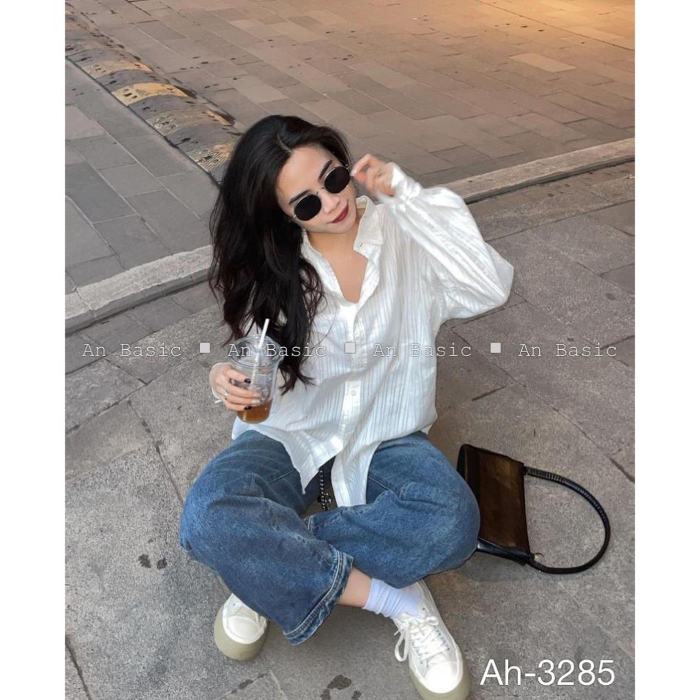 ÁOsơ mi trắng tay dài kẻ sọc - LADDYSTORE - SMkesoc1226