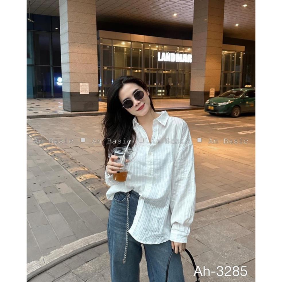 ÁOsơ mi trắng tay dài kẻ sọc - LADDYSTORE - SMkesoc1226