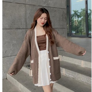 Áo khoác len cardigan nữ dài tay form rộng thu đông - laddystore - cadiganvien905_p5k4