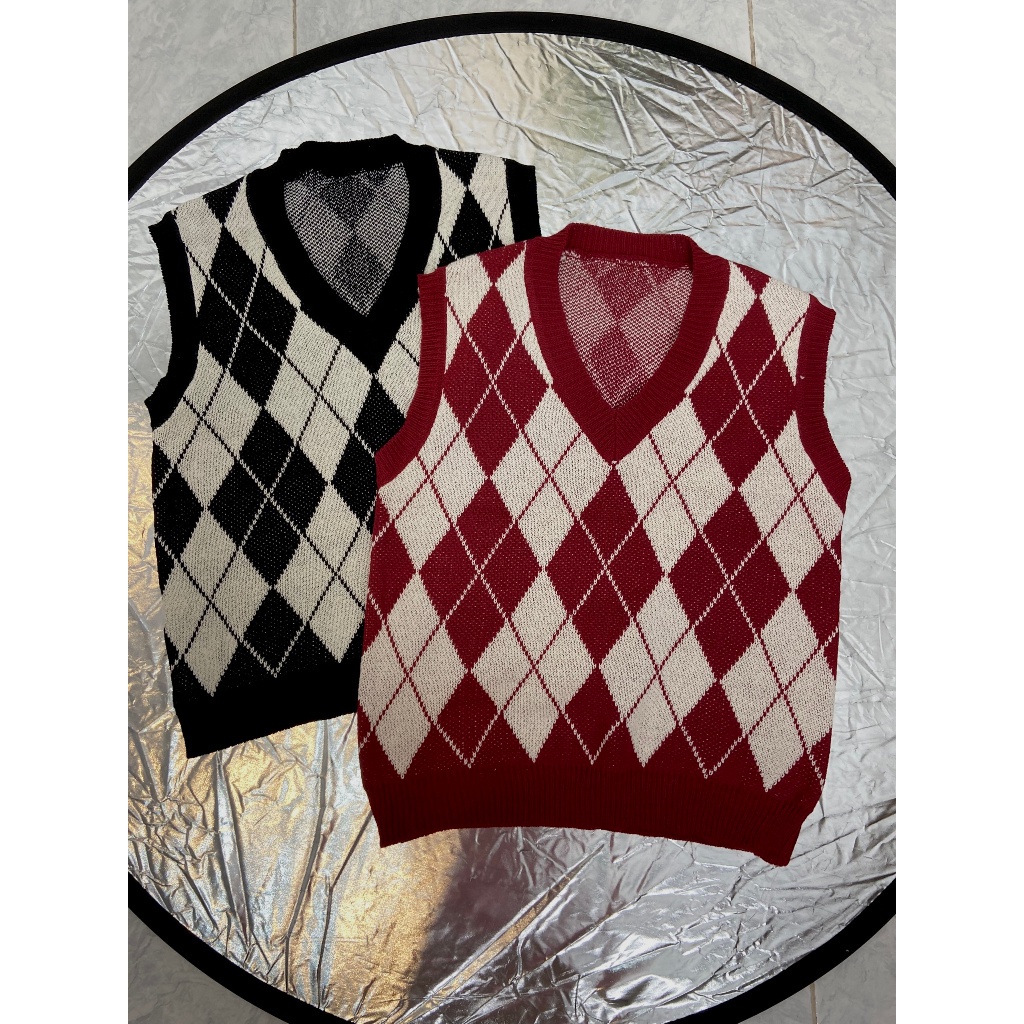 ÁO GILE len nữ chất dày dặn họa tiết kẻ caro - LADDYSTORE - AogiletramA85_P6K14