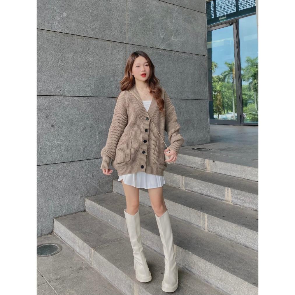 ÁO LEN cardigan trơn dáng rộng - LADDYSTORE- CDG8836_P0K7