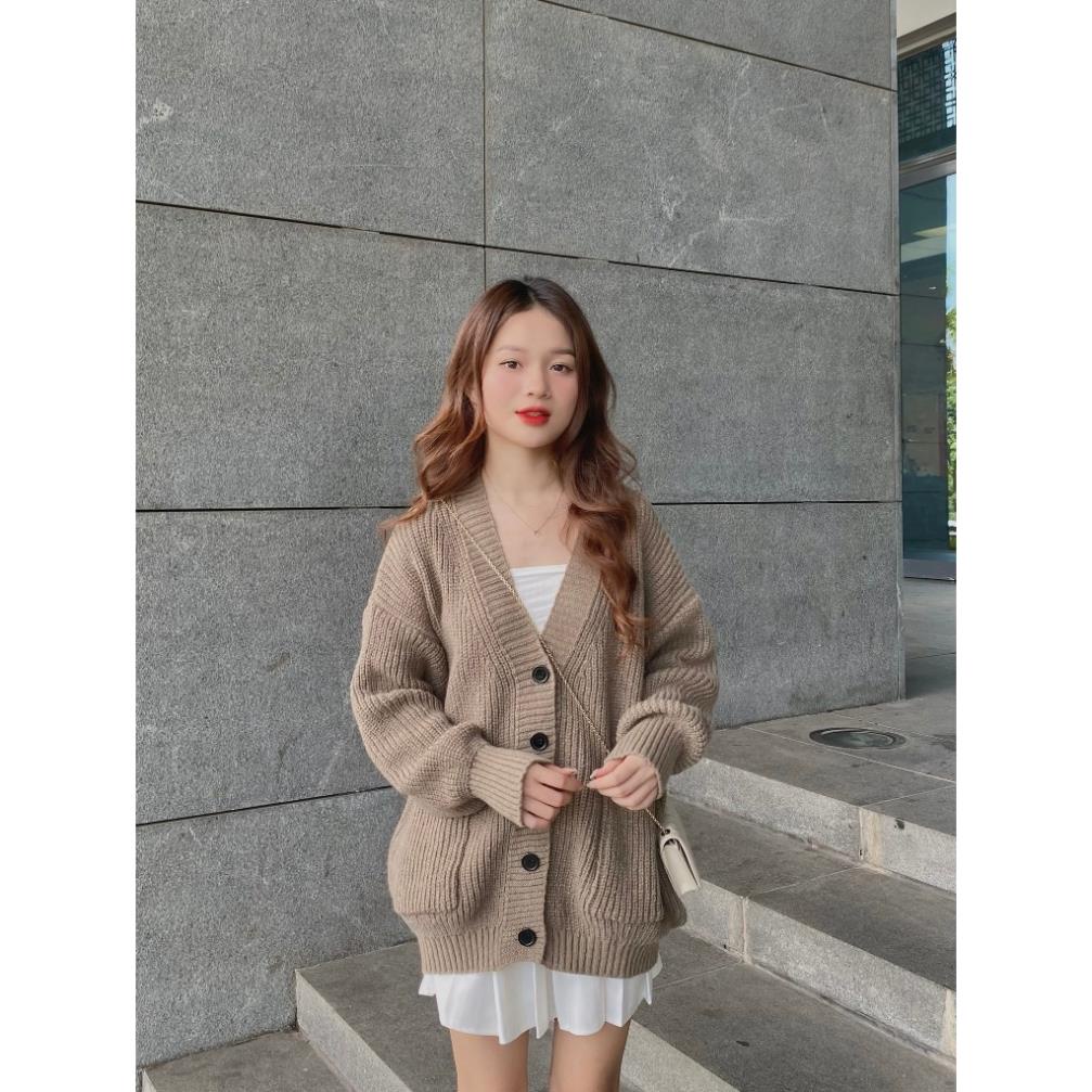 ÁO LEN cardigan trơn dáng rộng - LADDYSTORE- CDG8836_P0K7