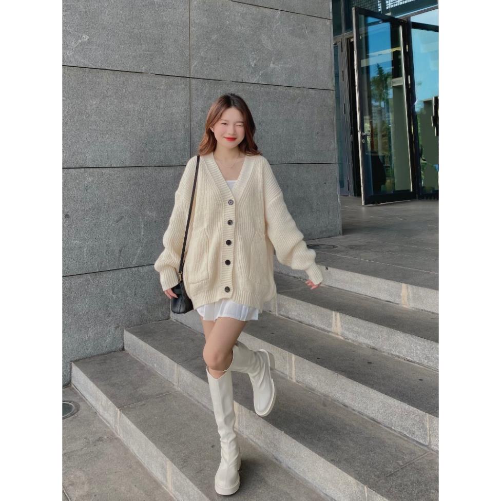 ÁO LEN cardigan trơn dáng rộng - LADDYSTORE- CDG8836_P0K7