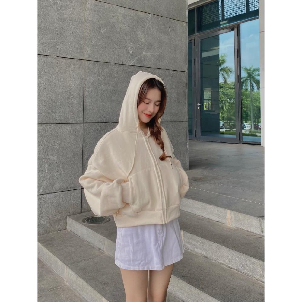 ÁO KHOÁC hoodie kéo khoá croptop basic - LADDYSTORE - Aokhoacni003_P6K9