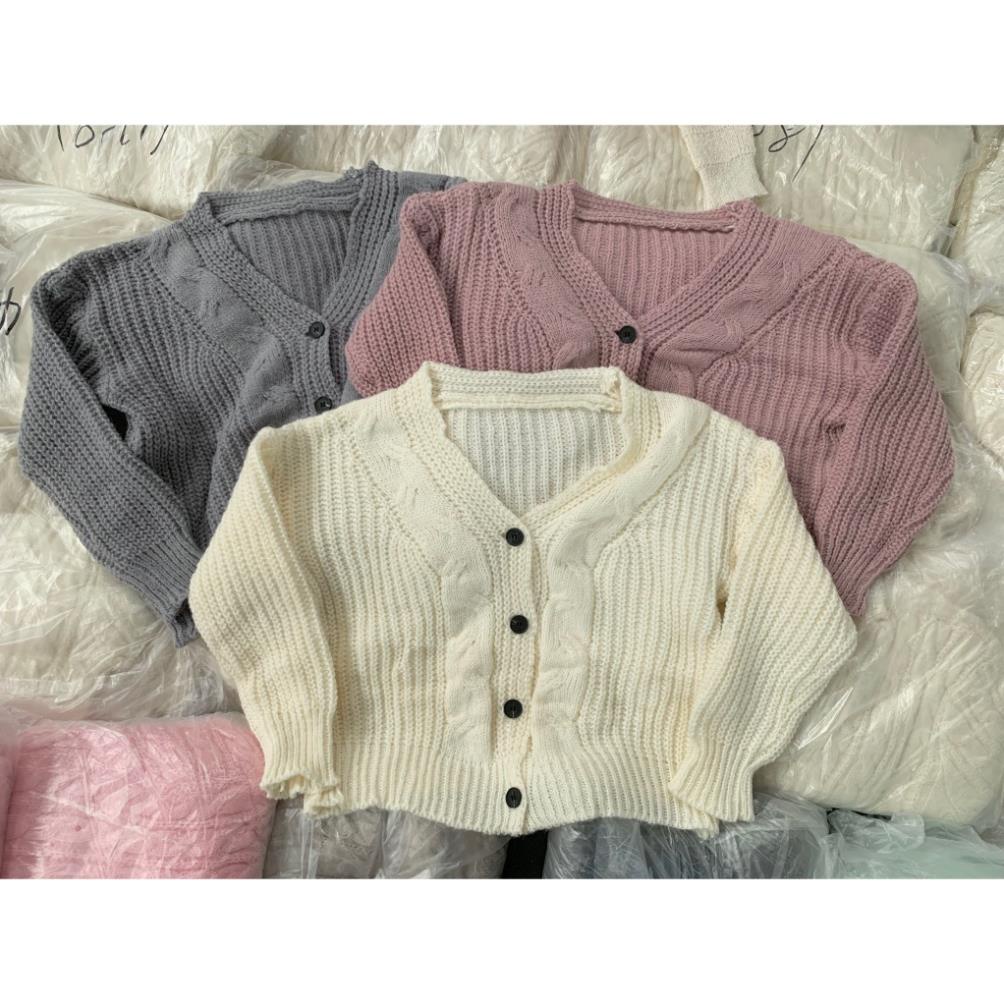 Áo len cadigan vặn thừng cúc đen  Aocadigan4353_P0K19 Laddy Store