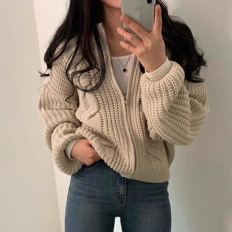 ÁO KHOÁC len vặn thừng kéo khoá - Laddy Store - Aokhoaclenkeokhoa3193_P3K4