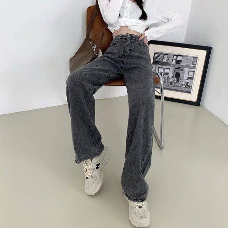 QUẦN BÒ suông màu xám tro ống rộng phong cách Ulzzang - LADDYSTORE - QuanJeansuong9875_P7K6