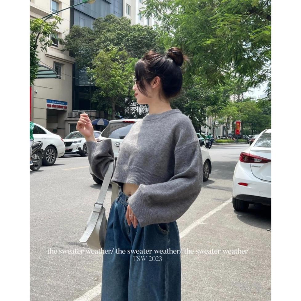 Áo len trơn cổ tròn croptop - . - Aolencroptoptron786_P13k16