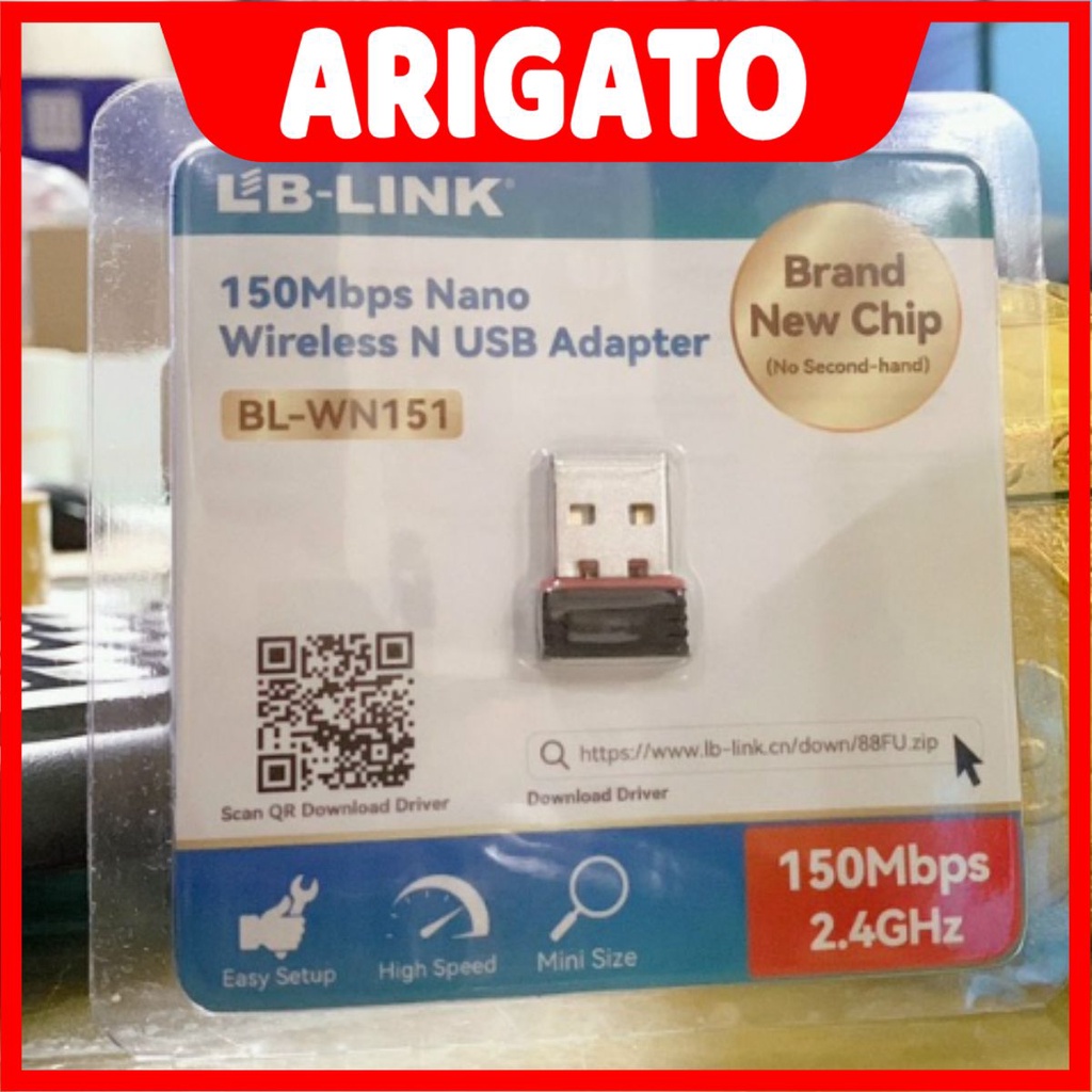 Bộ thu wifi usb thu wifi LB-Link 150Mbps tăng tốc độ wifi cho laptop pc thiết kế nhỏ gon bảo hành 6 tháng ARIGATO