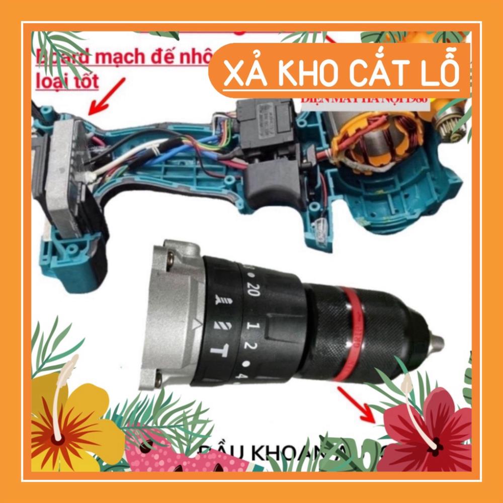Máy Khoan Pin Makita Không chổi than - Có búa - Khoan 3 tác dụng 13mm - Khoan Pin Makita 199V khuyến mãi kè