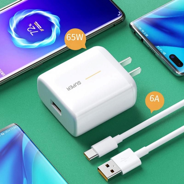 Bộ sạc Supper Vooc Oppo 65w hỗ trợ sạc nhanh không nóng máy,bộ củ cáp sạc hỗ trợ cổng type C chuẩn chính hãng có BH tốt