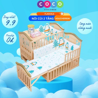 Nôi cũi cho bé COCOBEE 2 tầng đa năng, sử dụng cho bé từ 0 đến 12 tuổi