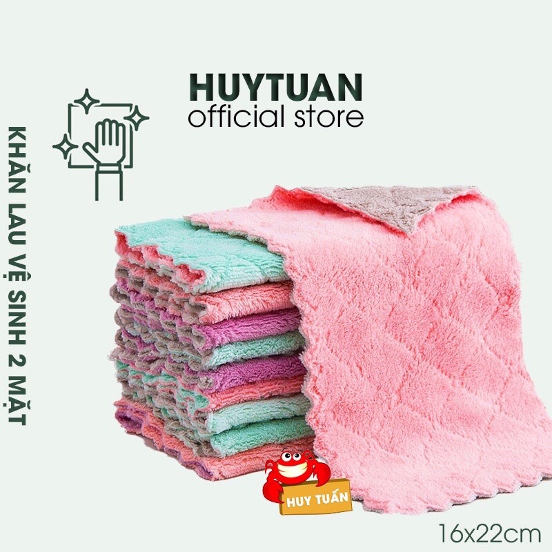 Combo 10 khăn lau bếp , khăn lau tay 2 mặt siêu thấm, khăn lau đa năng giá rẻ, có thể giặt, tái sử dụng, hút nước