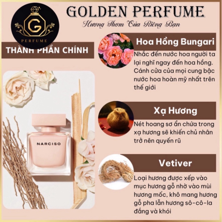 Nước Hoa Nữ - Narciso Poudree edp, nar hồng lùn, chính hãng chiết 10ml - Golden Perfume