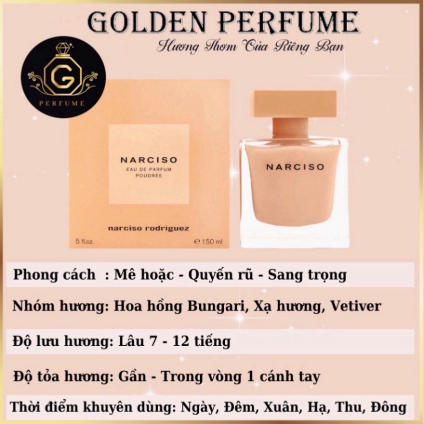 Nước Hoa Nữ - Narciso Poudree edp, nar hồng lùn, chính hãng chiết 10ml - Golden Perfume