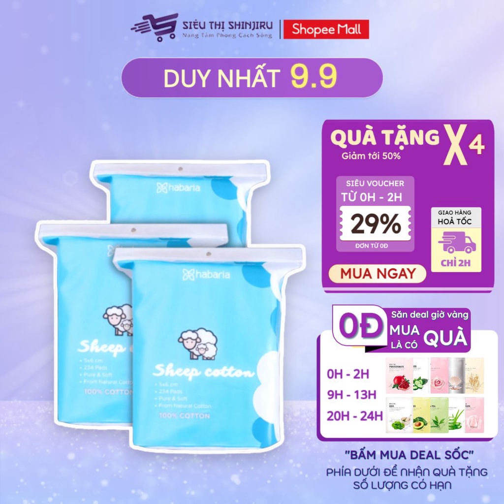 Bông Tẩy Trang Habaria Sheep Cotton 234 Miếng