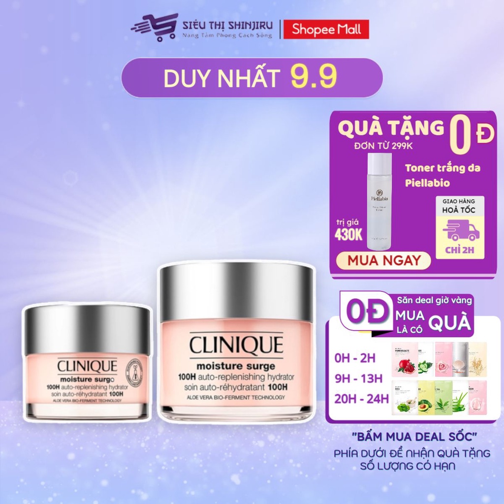 Kem Dưỡng Ẩm Clinique Moisture Surge Tăng Cường Độ Ẩm & Giữ Nước Cho Da 100H - 50Ml/125Ml Pp Bởi Shinjiru