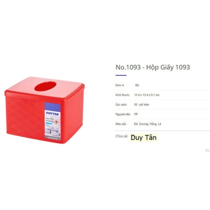 Hộp đựng giấy vuông Duy Tân mã 1093