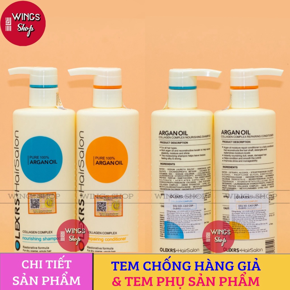 Cặp Dầu Gội Xả Olexrs Hair Salon 500ml-960ml Cho Tóc Khô Xơ Hư Tổn Tóc Gàu Ngăn Rụng Tóc | Wings Shop